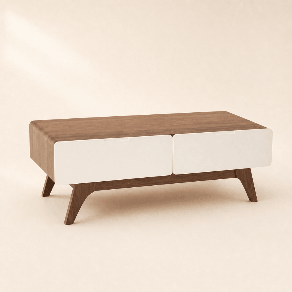 Alpine Dual Drawer Table in American Walnut